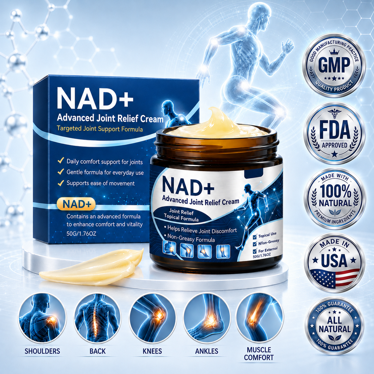DELUNORA® NAD+ Advanced Joint Relief Cream-tan